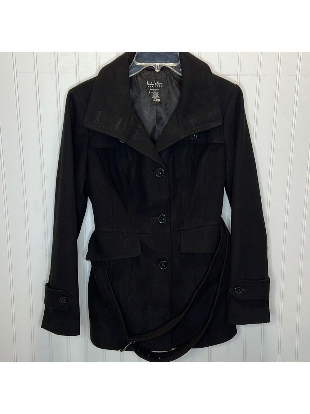 Nicole Miller Black So Soft Pea Coat Size Small